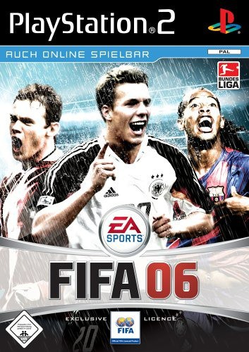 Das Cover von FIFA 06 zeigt unter anderem das zufriedene Gesicht von Lukas Podolski.