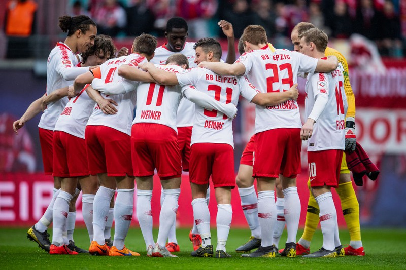 Dieses Bild zeigt den RB Leipzig zum Ende der Bundesliga-Saison 2018/19.