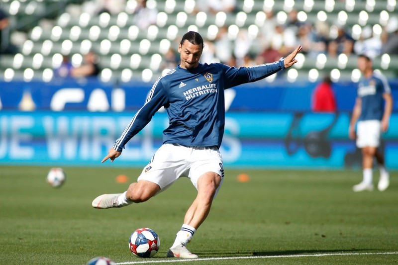 Fußballer Ibrahimovic beim Training auf dem Feld