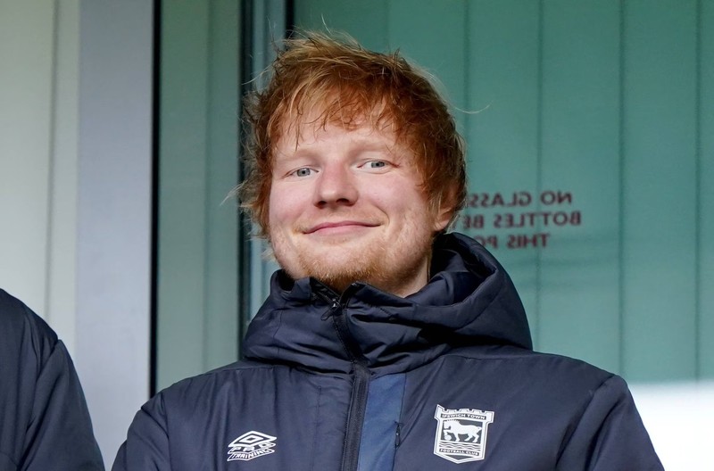 Ed Sheeran beim Spiel Ipswich Town gegen Norwich City.