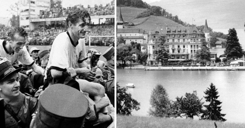 Die deutsche Nationalmannschaft wird bei der WM 1954 in der Schweiz zum ersten Mal Weltmeister.